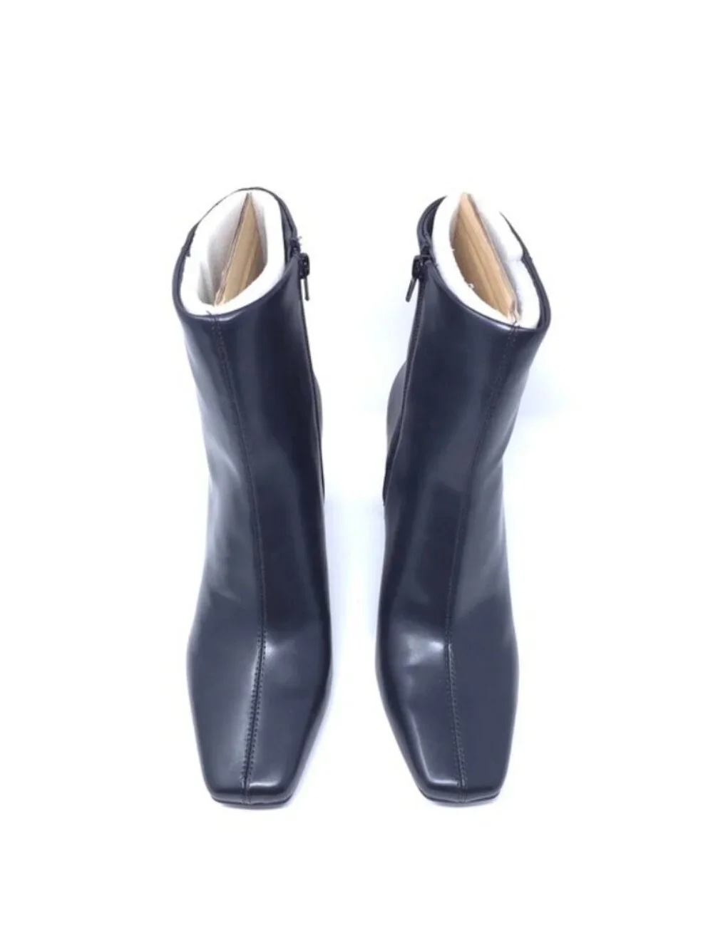 New INC Odelyap Black Faux Leather Square Toe Ankle Booties Women’s 11M